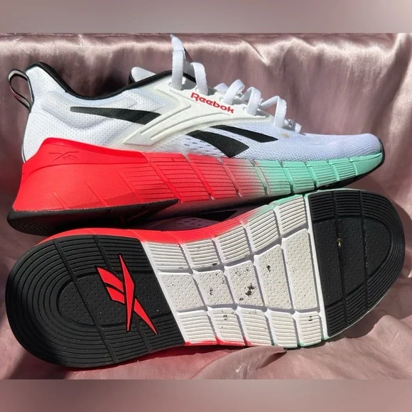 Reebok Nano Gym Training Shoes – Men 9.5 – White/Black/Red/Mint– Great Tread - Picture 4 of 5